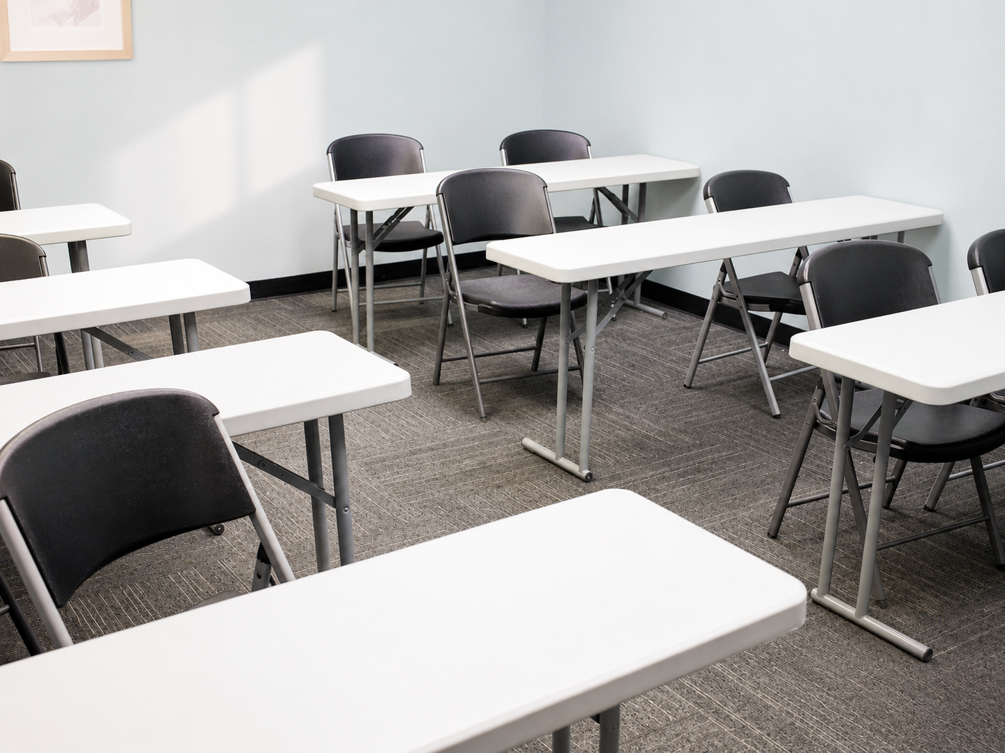 Classroom with student desks for theory and professional education