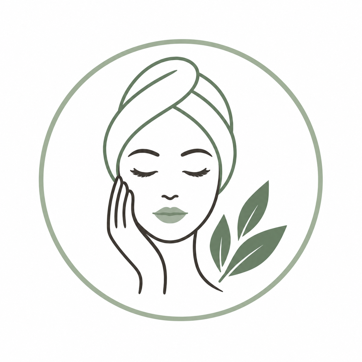 Skin care face and leaves icon representing foundational facial and skin care training at RACE