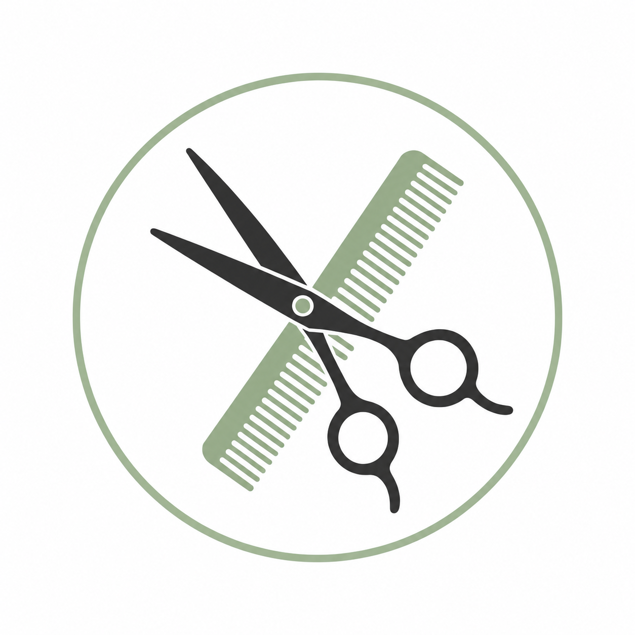 Hair cutting scissors and comb icon representing cosmetology haircutting training at RACE